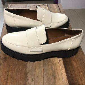 Franco Sarto Brindy Platform Loafer Ivory/Bone SZ 8.5 Preppy Casual Chunky NWOT